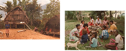 habitat papou et repas mélanésien